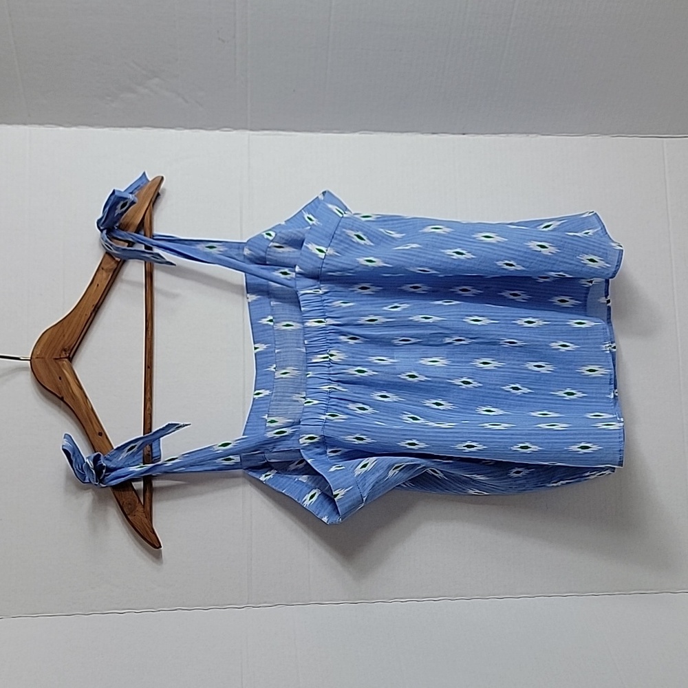 J. Crew Women's Blue White Green W/ Bow Accent Sleeveless Top, L NWT - Picture 2 of 7